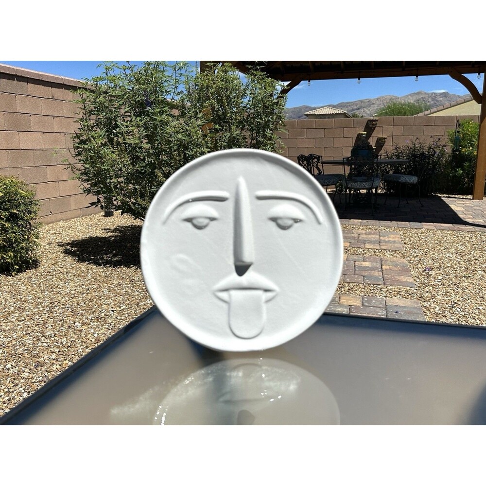 Mikasa Abstract White Art ceramic Raised Face Flower Vase Sticking Out Tongue